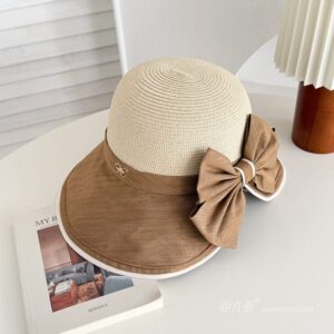 双C拼接Thin Braid Straw Hat-15（推荐款） - Straw Hat Women | Summer Beach Sun Hat | Woven Travel Cap