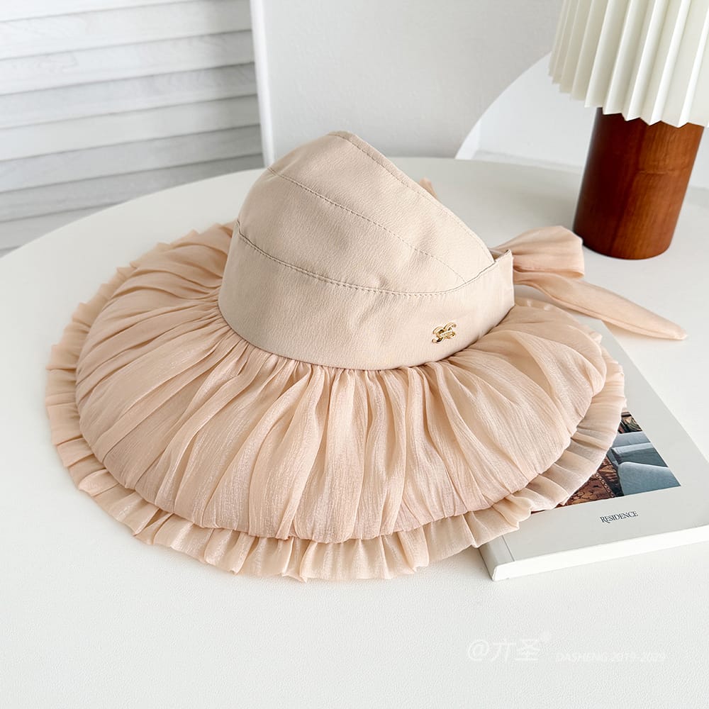 双C仙女空顶全-(推荐款) - Crownless Sun Hat Women | Hollow Top Visor | Summer Beach Cap - Image 4