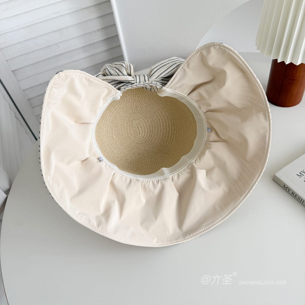 竖Striped 拼接Straw Hat-(推荐款) - Straw Hat Women | Summer Beach Sun Hat | Woven Travel Cap - Image 9