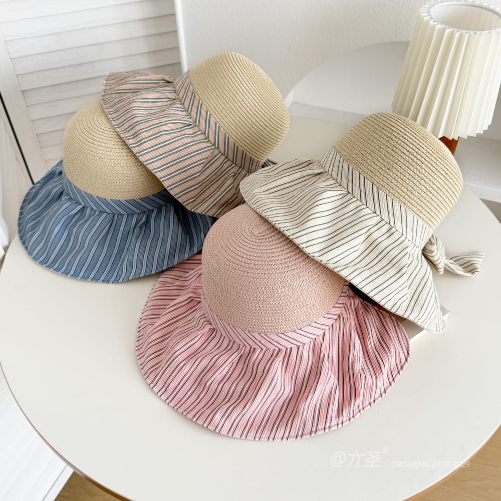 竖Striped 拼接Straw Hat-(推荐款) - Straw Hat Women | Summer Beach Sun Hat | Woven Travel Cap - Image 17