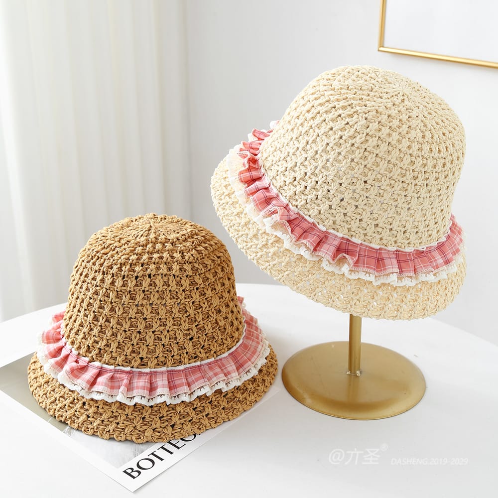 1268 No.Plaid Lace Trim - Women Casual Hat | Fashion Outdoor Cap | Daily Wear Sun Protection