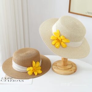 1710 No.Ribbon Yellow Flower - Women Casual Hat | Fashion Outdoor Cap | Daily Wear Sun Protection