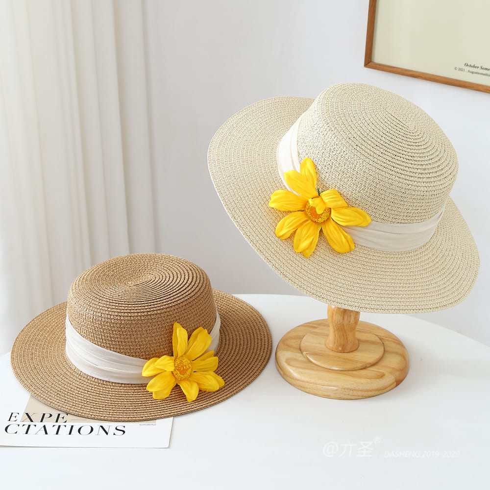 1710 No.Ribbon Yellow Flower - Women Casual Hat | Fashion Outdoor Cap | Daily Wear Sun Protection