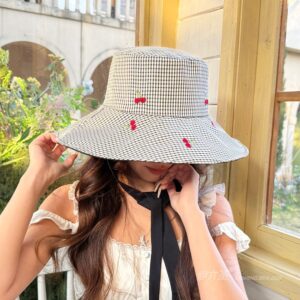 樱桃飘带双面Large 沿 Hat-（推荐款） - Women Casual Hat | Fashion Outdoor Cap | Daily Wear Sun Protection