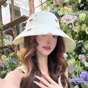 樱桃双面半空顶- - Crownless Sun Hat Women | Hollow Top Visor | Summer Beach Cap