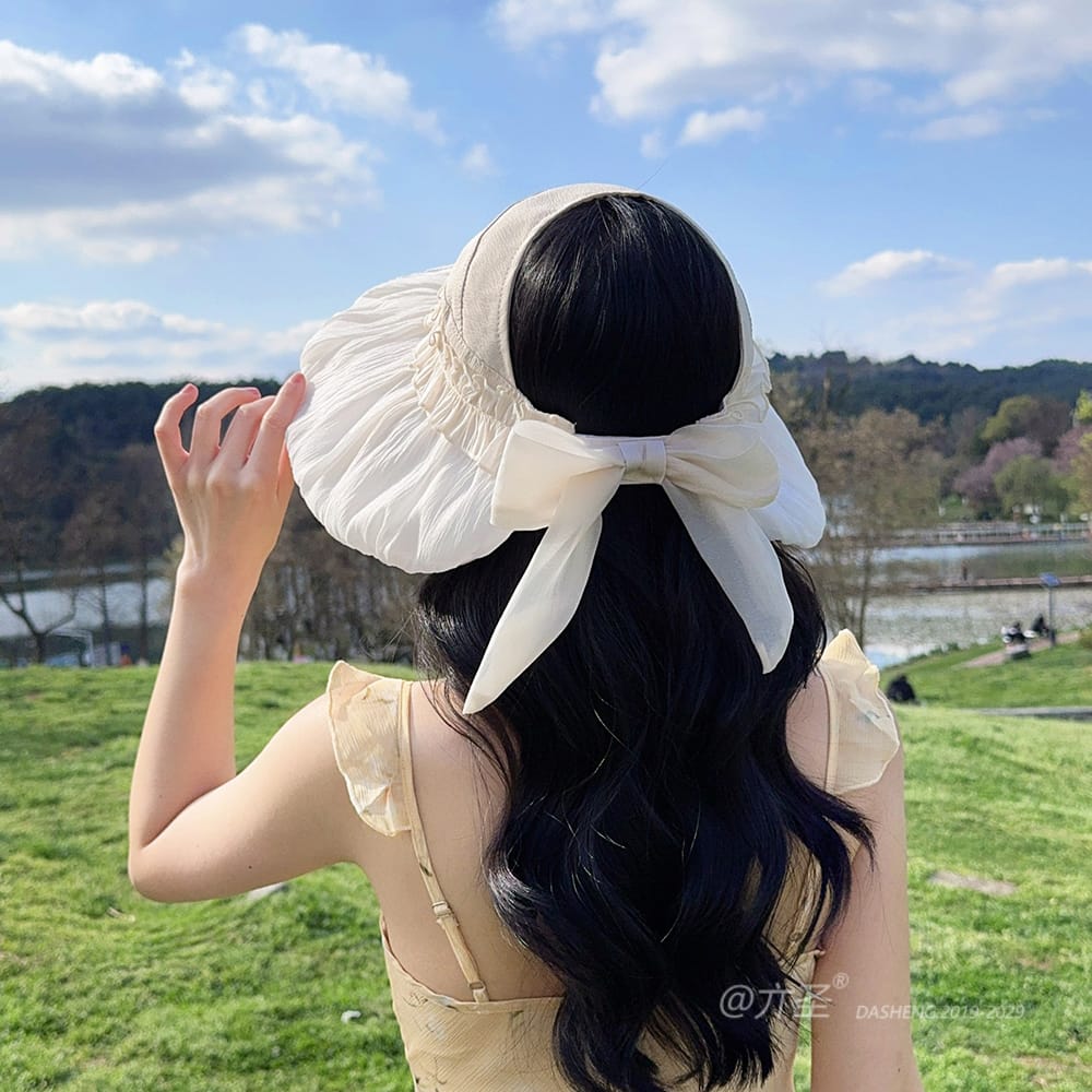 拼接纱空顶全-(推荐款) - Crownless Sun Hat Women | Hollow Top Visor | Summer Beach Cap - Image 22