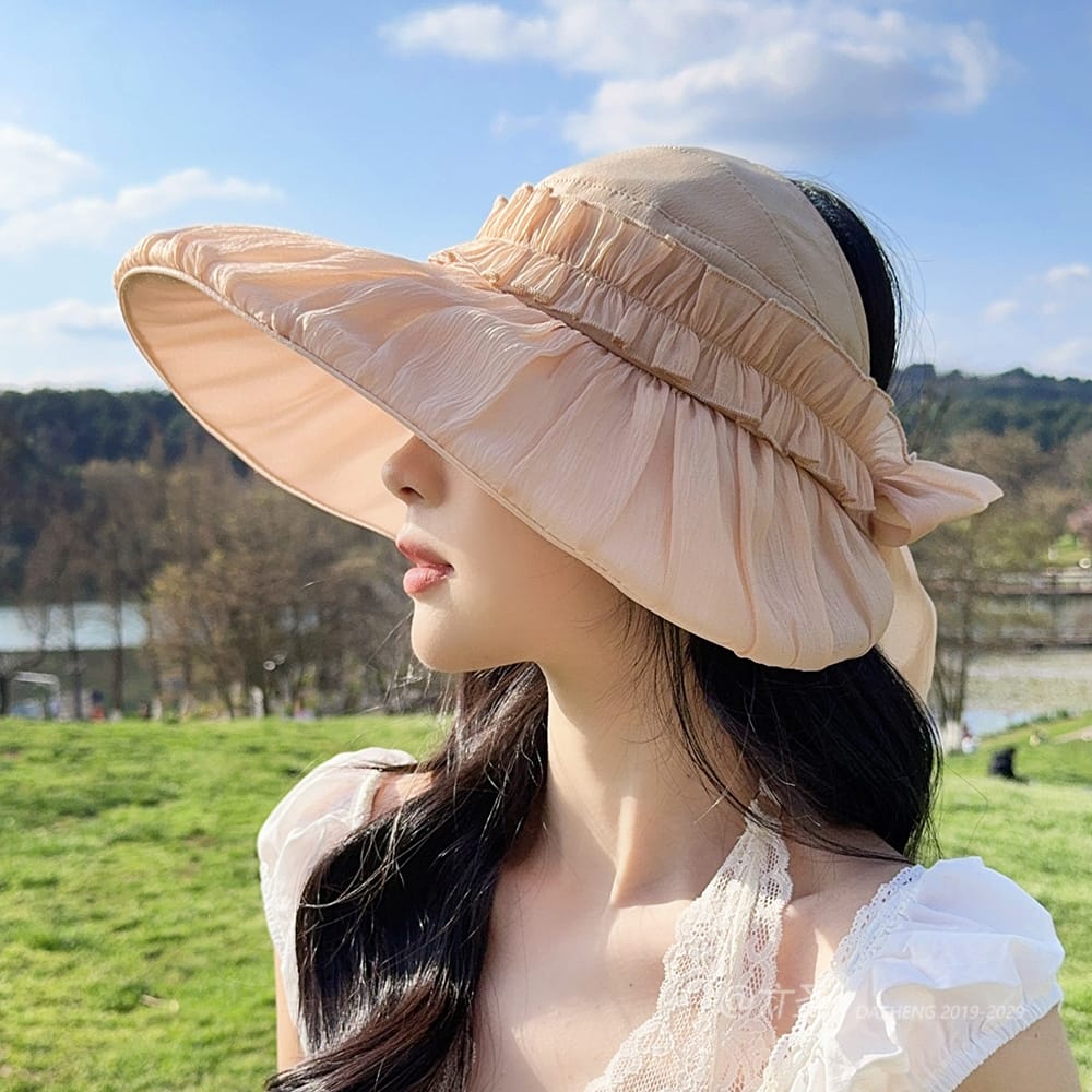 拼接纱空顶全-(推荐款) - Crownless Sun Hat Women | Hollow Top Visor | Summer Beach Cap - Image 24