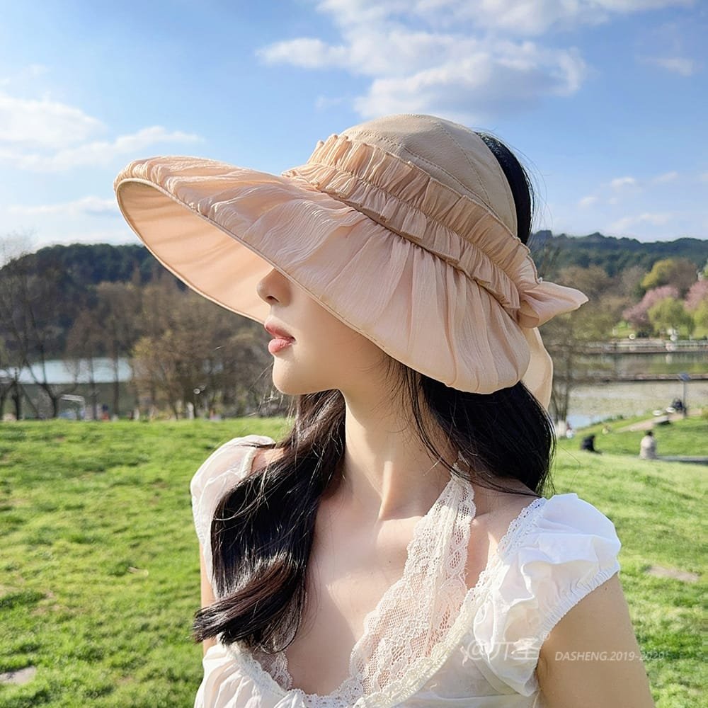 拼接纱空顶全-(推荐款) - Crownless Sun Hat Women | Hollow Top Visor | Summer Beach Cap - Image 23