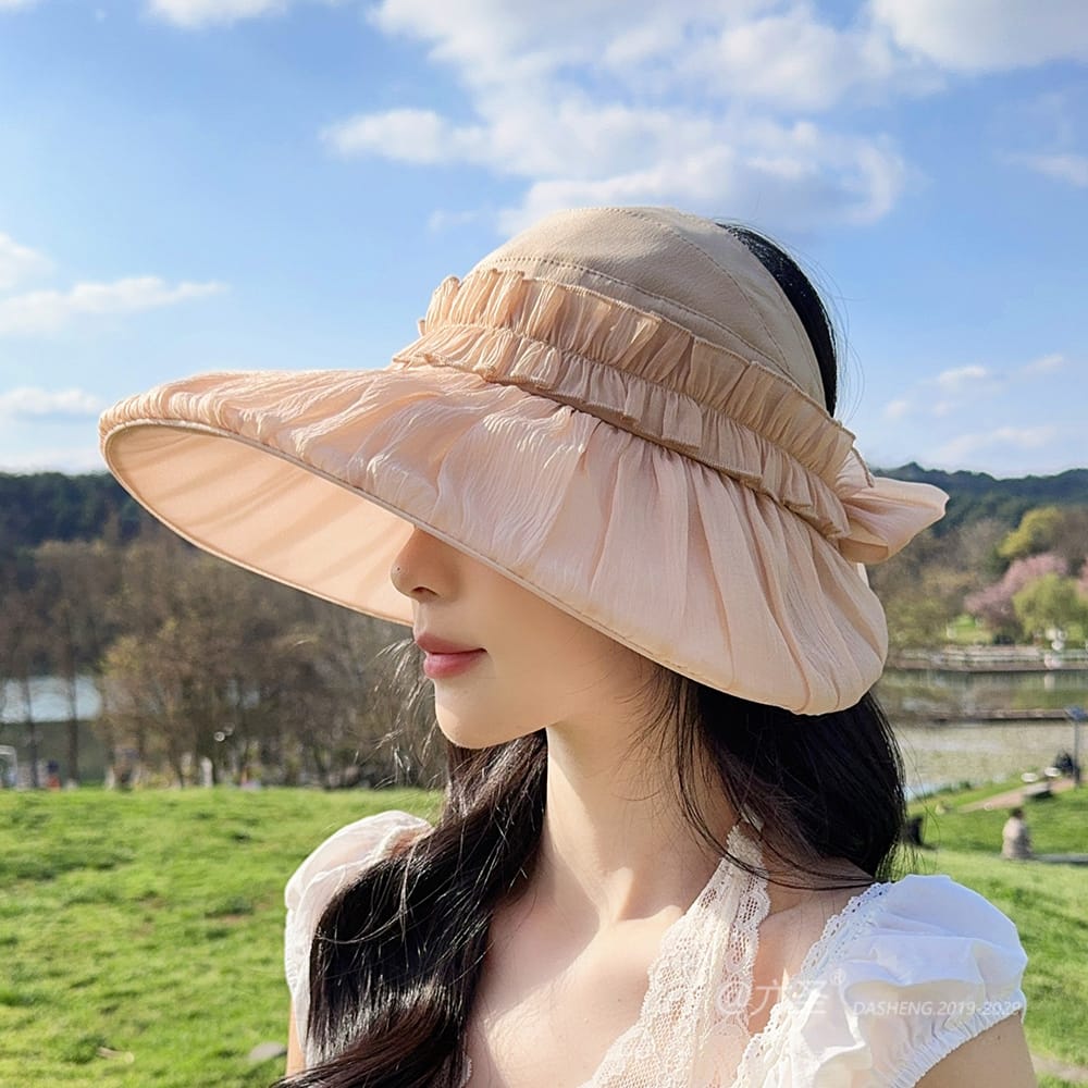 拼接纱空顶全-(推荐款) - Crownless Sun Hat Women | Hollow Top Visor | Summer Beach Cap - Image 26