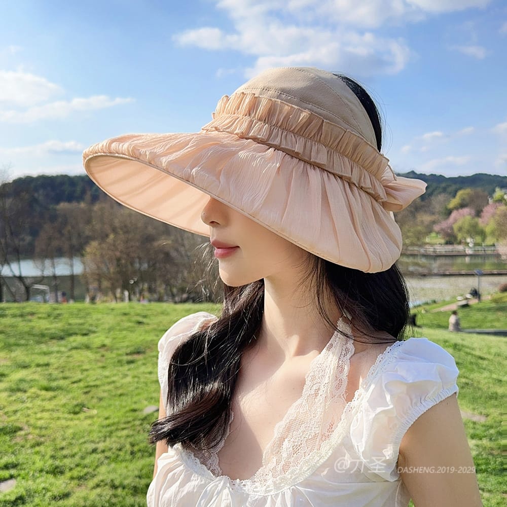 拼接纱空顶全-(推荐款) - Crownless Sun Hat Women | Hollow Top Visor | Summer Beach Cap - Image 25