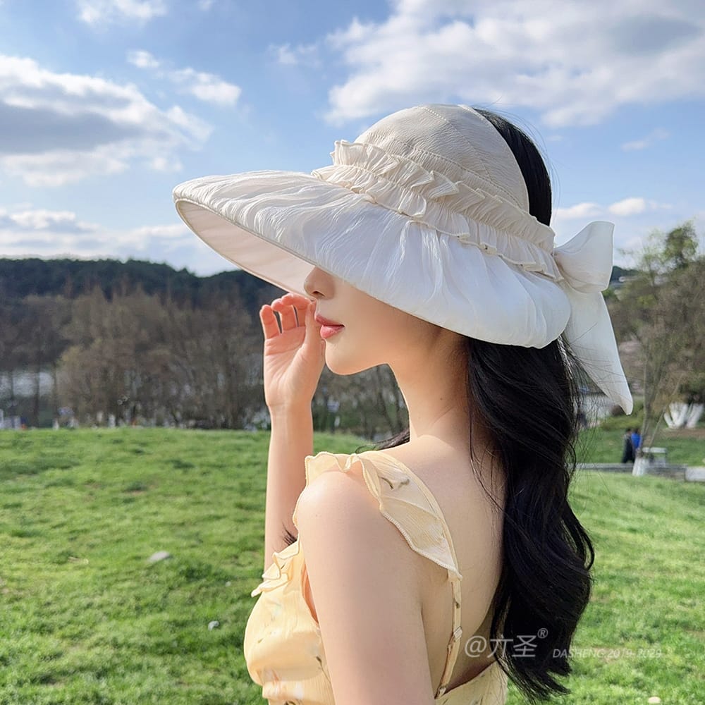 拼接纱空顶全-(推荐款) - Crownless Sun Hat Women | Hollow Top Visor | Summer Beach Cap - Image 30