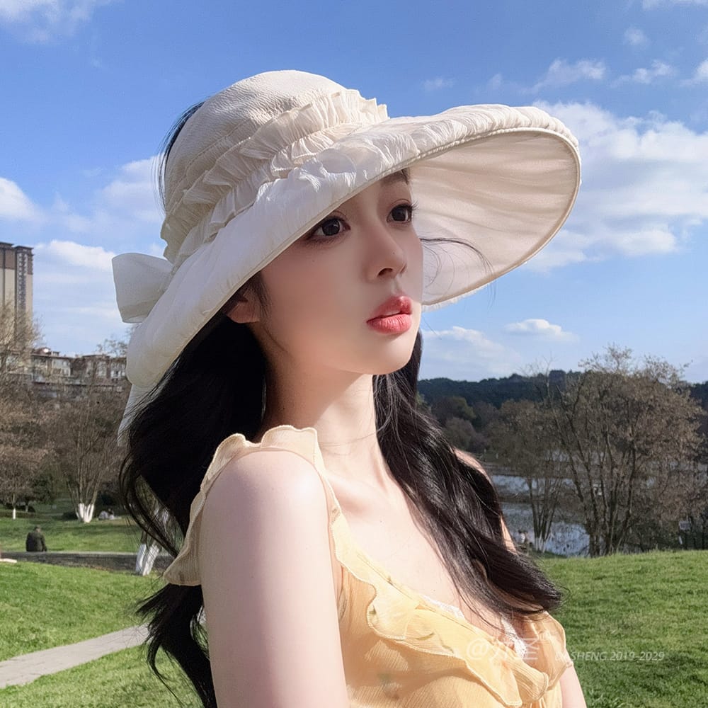 拼接纱空顶全-(推荐款) - Crownless Sun Hat Women | Hollow Top Visor | Summer Beach Cap - Image 31
