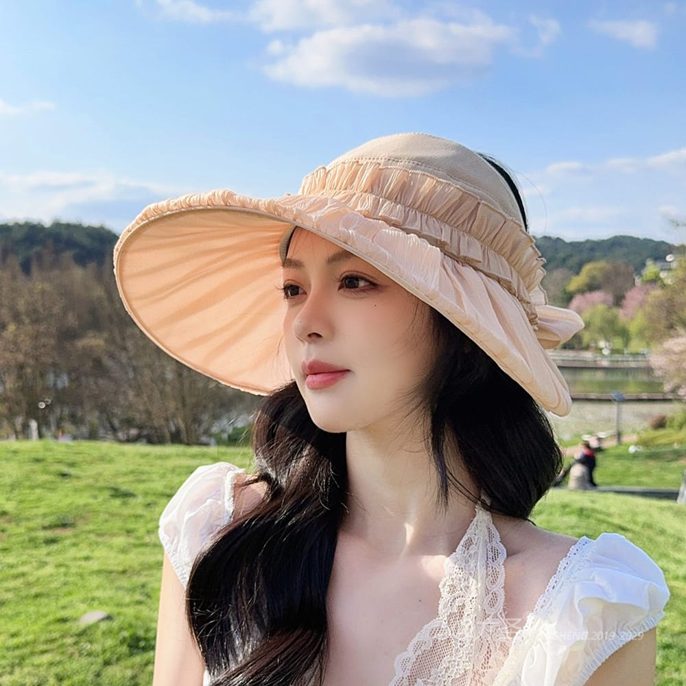 拼接纱空顶全-(推荐款) - Crownless Sun Hat Women | Hollow Top Visor | Summer Beach Cap - Image 36