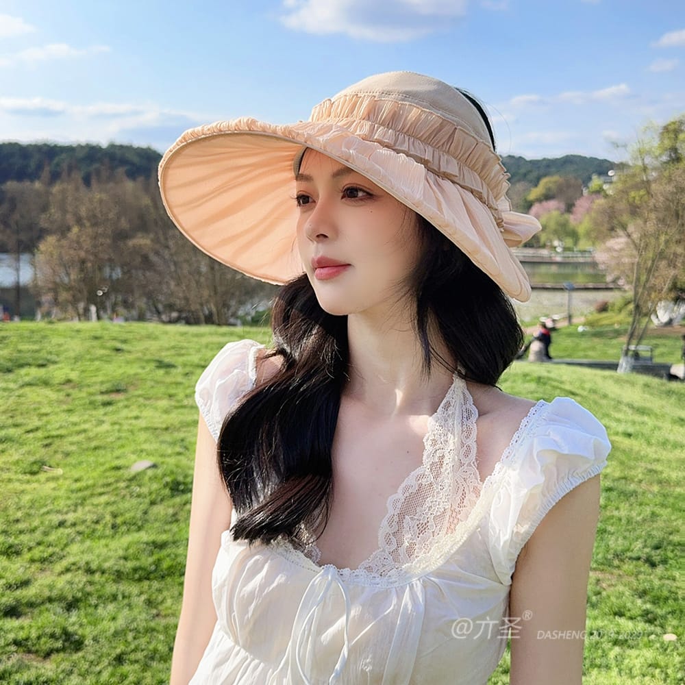 拼接纱空顶全-(推荐款) - Crownless Sun Hat Women | Hollow Top Visor | Summer Beach Cap - Image 35