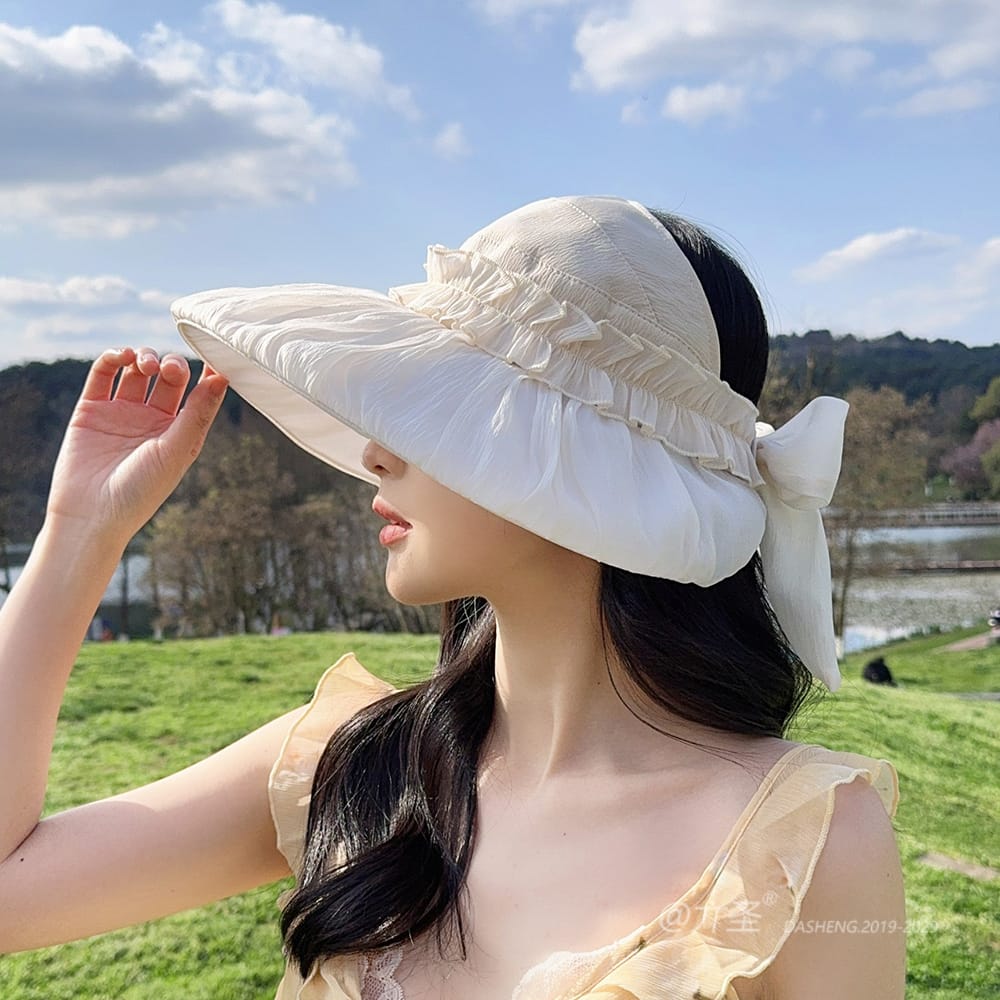 拼接纱空顶全-(推荐款) - Crownless Sun Hat Women | Hollow Top Visor | Summer Beach Cap - Image 40