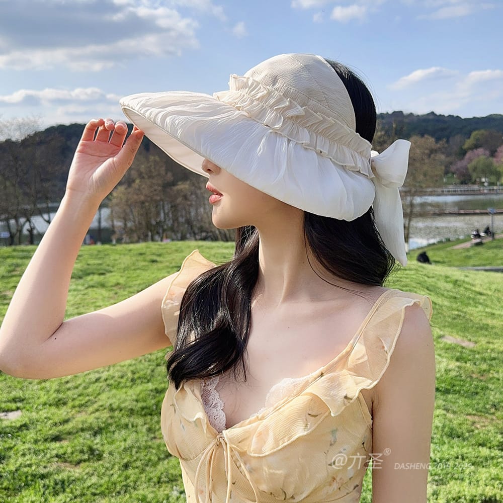拼接纱空顶全-(推荐款) - Crownless Sun Hat Women | Hollow Top Visor | Summer Beach Cap - Image 39