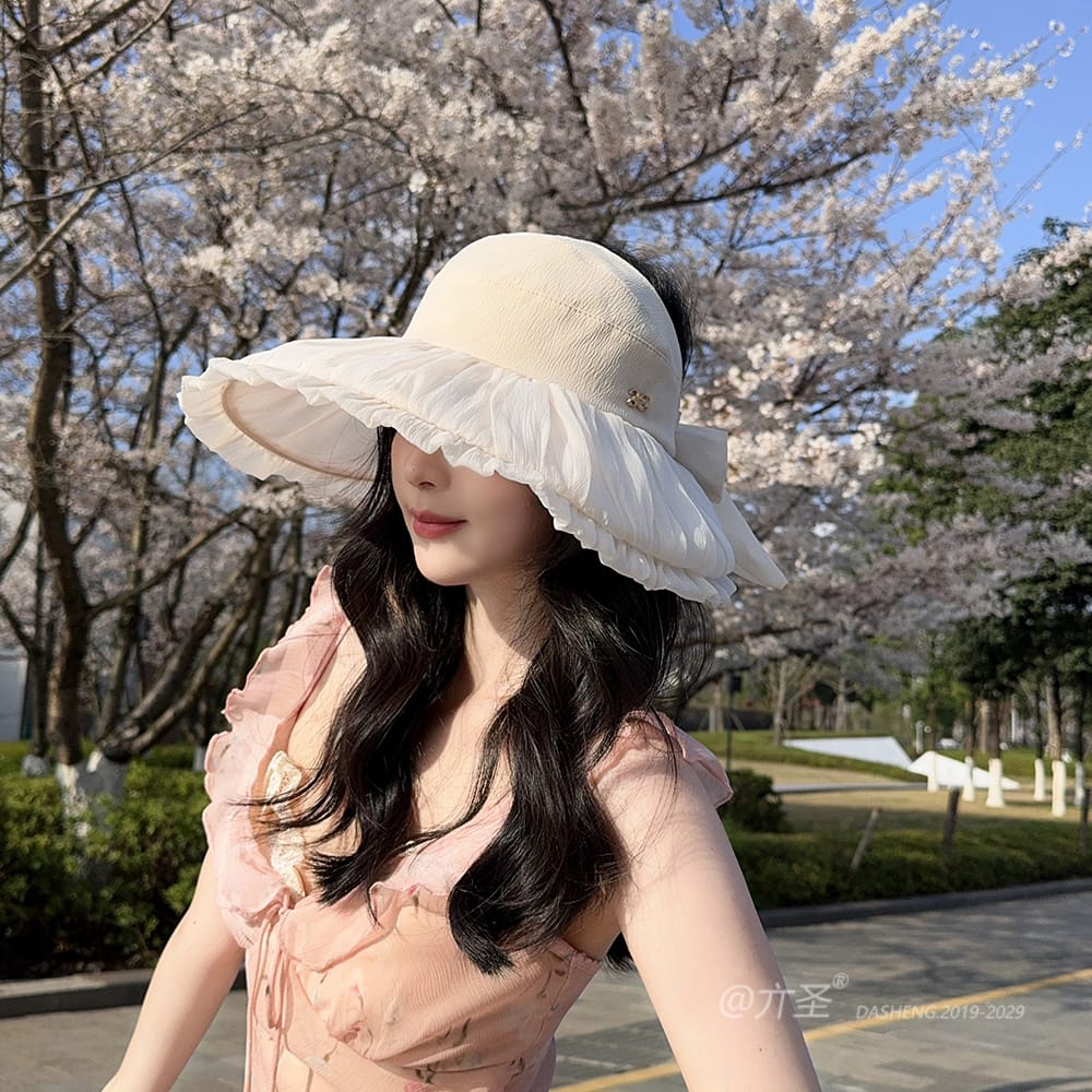 双C仙女空顶全-(推荐款) - Crownless Sun Hat Women | Hollow Top Visor | Summer Beach Cap - Image 19