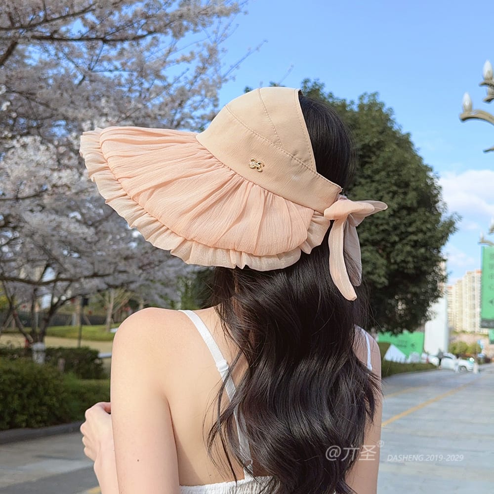 双C仙女空顶全-(推荐款) - Crownless Sun Hat Women | Hollow Top Visor | Summer Beach Cap - Image 21