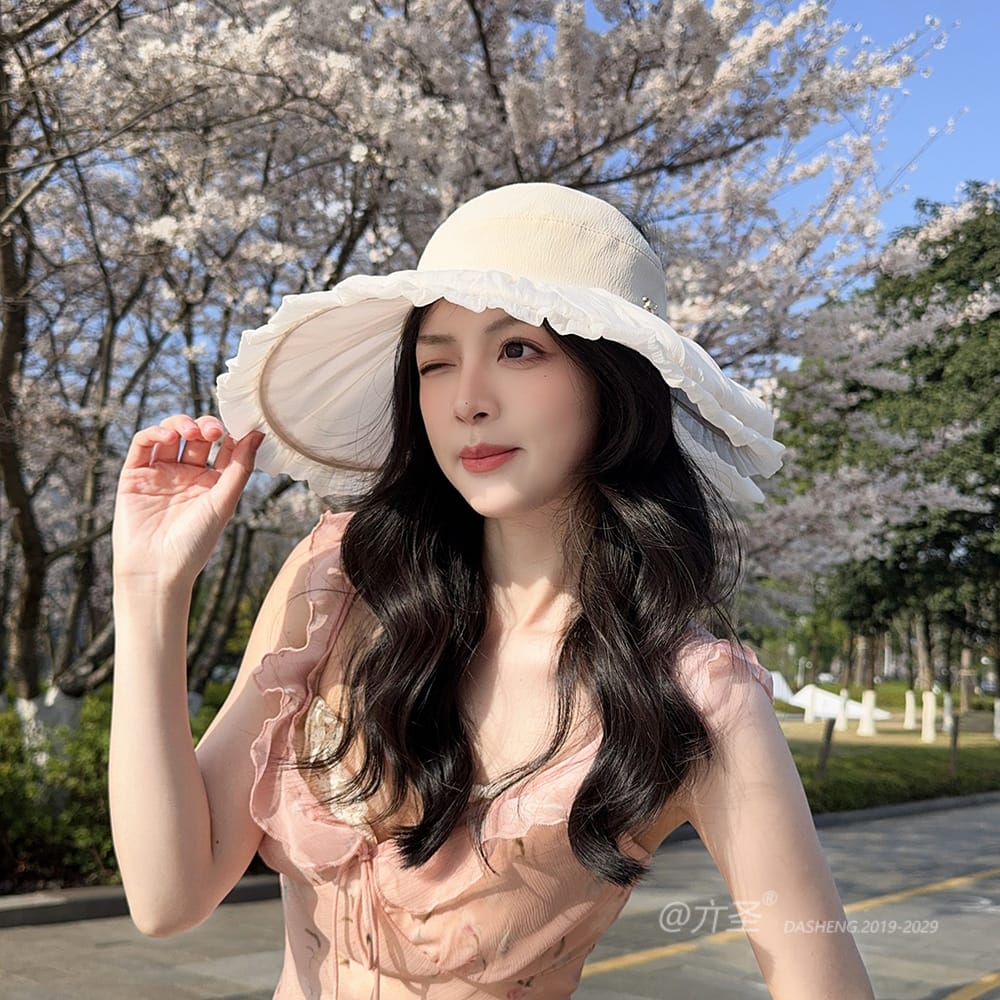 双C仙女空顶全-(推荐款) - Crownless Sun Hat Women | Hollow Top Visor | Summer Beach Cap - Image 23