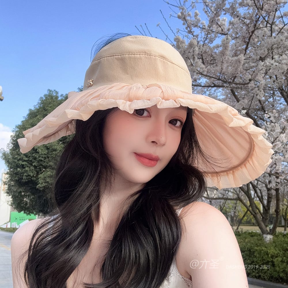 双C仙女空顶全-(推荐款) - Crownless Sun Hat Women | Hollow Top Visor | Summer Beach Cap - Image 25