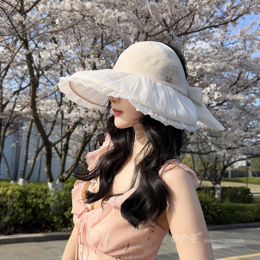 双C仙女空顶全-(推荐款) - Crownless Sun Hat Women | Hollow Top Visor | Summer Beach Cap - Image 29