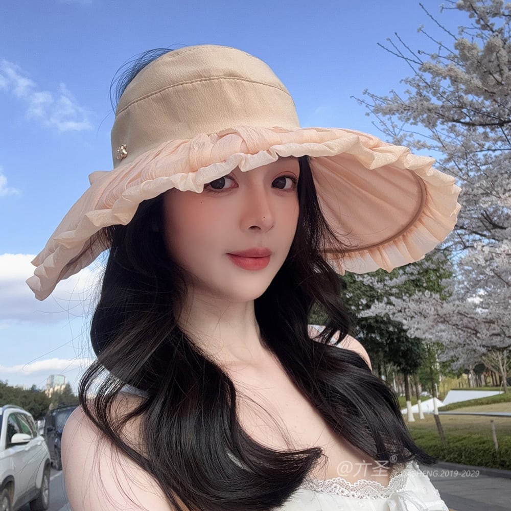 双C仙女空顶全-(推荐款) - Crownless Sun Hat Women | Hollow Top Visor | Summer Beach Cap - Image 34