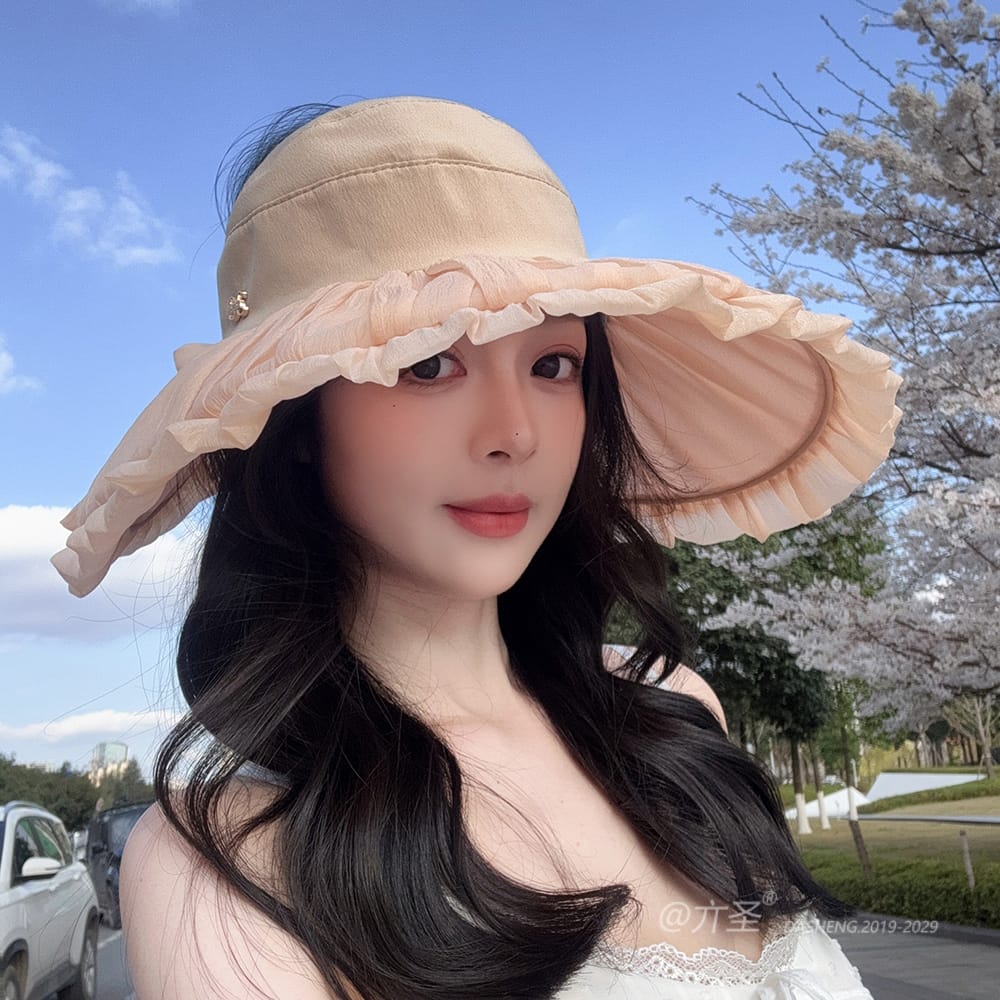 双C仙女空顶全-(推荐款) - Crownless Sun Hat Women | Hollow Top Visor | Summer Beach Cap - Image 33