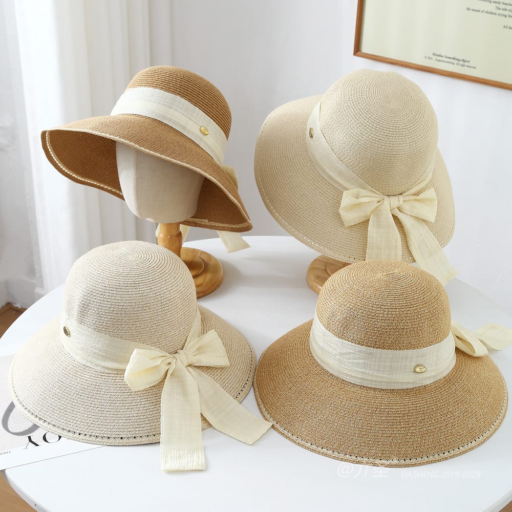 23008 No.Metal Logo Ribbon - Women Casual Hat | Fashion Outdoor Cap | Daily Wear Sun Protection