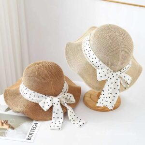 5009 No.Pearl Polka Dot Ribbon - Women Casual Hat | Fashion Outdoor Cap | Daily Wear Sun Protection
