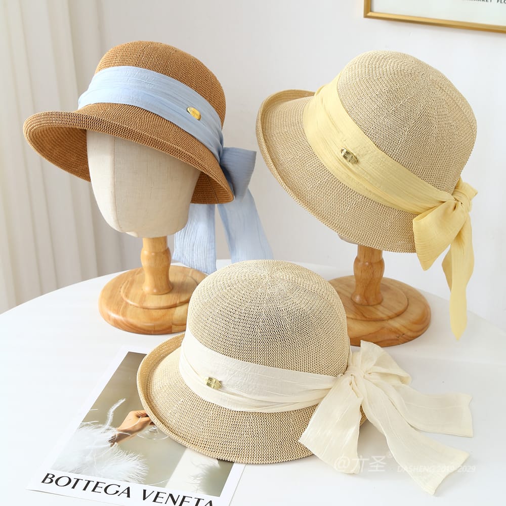 6015 No.彩色纱Ribbon Metal Logo - Women Casual Hat | Fashion Outdoor Cap | Daily Wear Sun Protection - Image 2