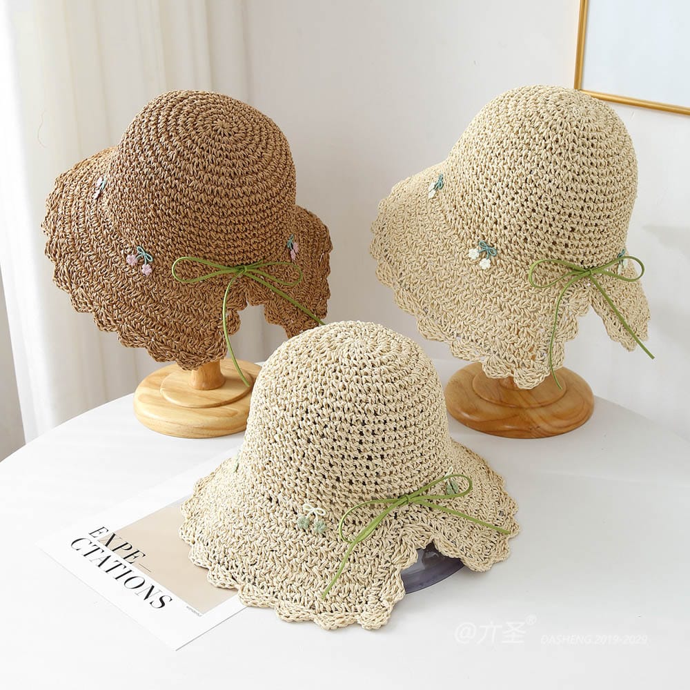 A16-7001 No.Korean Velvet Bow Small Flower - Women Casual Hat | Fashion Outdoor Cap | Daily Wear Sun Protection