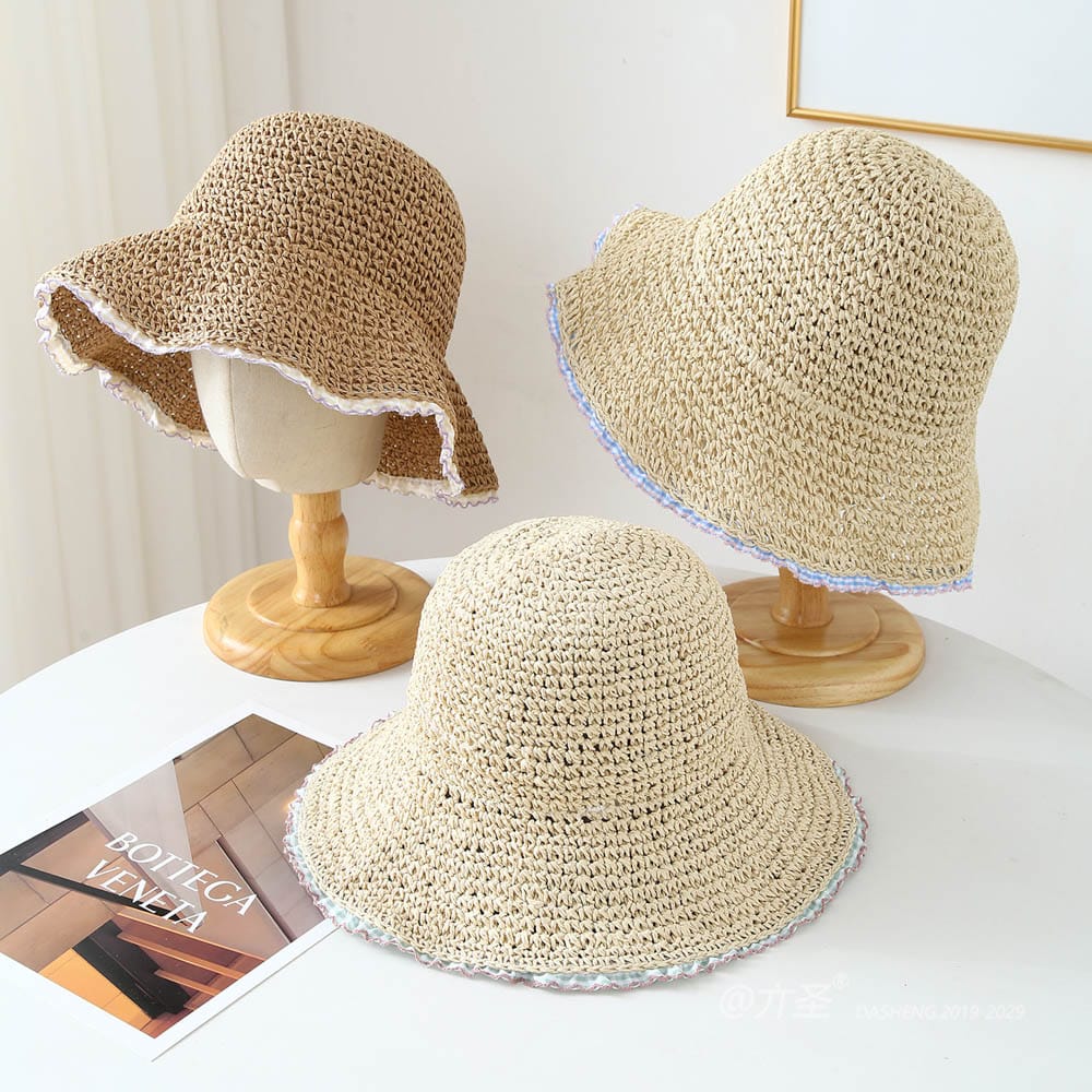A16-7004 No.Plaid Lace Trim - Women Casual Hat | Fashion Outdoor Cap | Daily Wear Sun Protection