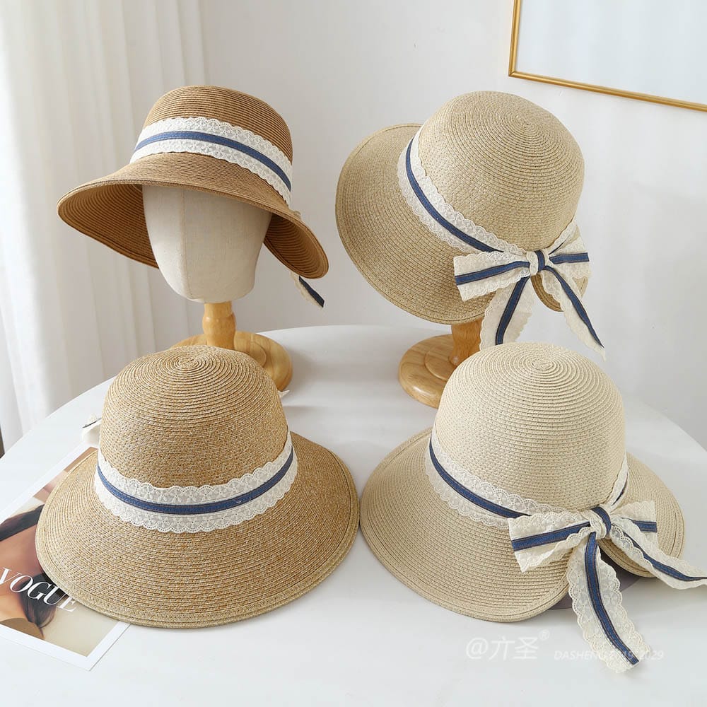 A16-8-95 No.Wide Lace Trim Denim Ribbon - Women Casual Hat | Fashion Outdoor Cap | Daily Wear Sun Protection