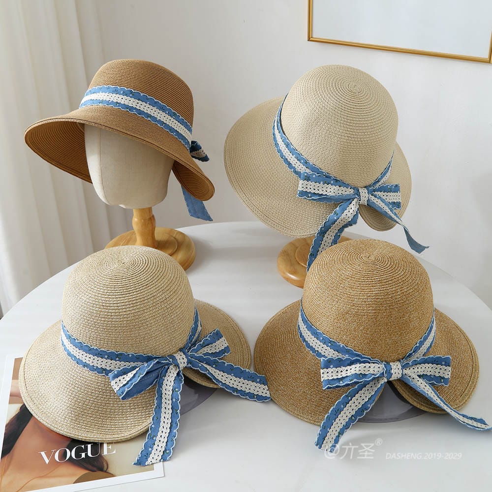 A16-8-95 No.Blue Lace Trim Ribbon - Women Casual Hat | Fashion Outdoor Cap | Daily Wear Sun Protection