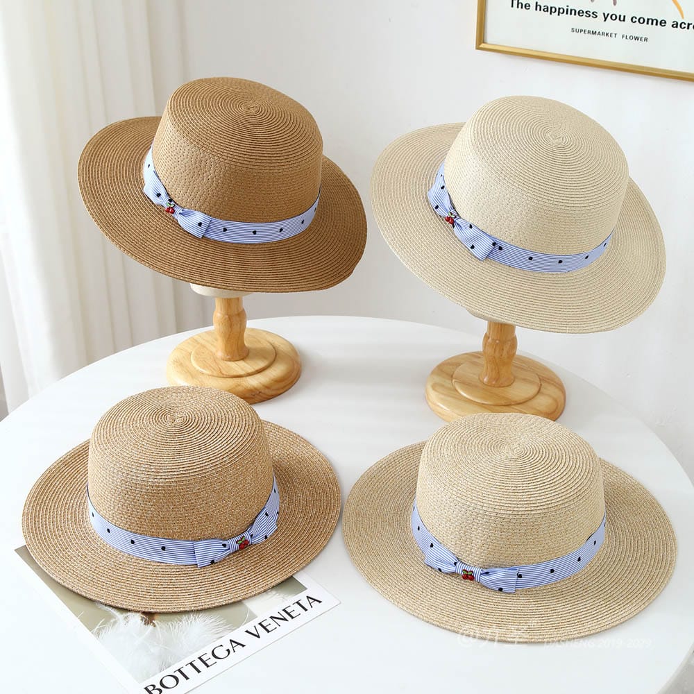 A16-80128 No.Blue Striped 樱桃 - Women Casual Hat | Fashion Outdoor Cap | Daily Wear Sun Protection
