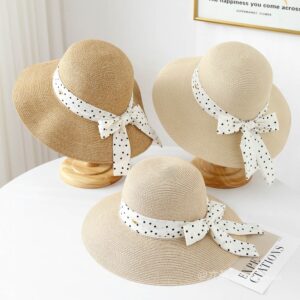 A16-80559 No.Dot Ribbon Metal Logo - Women Casual Hat | Fashion Outdoor Cap | Daily Wear Sun Protection