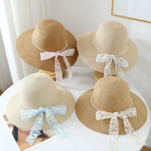 A16-80559 No.细Pearl Floral Ribbon - Women Casual Hat | Fashion Outdoor Cap | Daily Wear Sun Protection