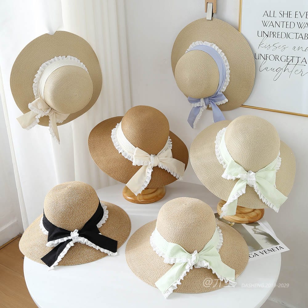 A16-80559 No.Ribbon Lace Trim - Women Casual Hat | Fashion Outdoor Cap | Daily Wear Sun Protection