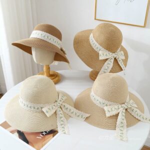 A16-80559 No.绿白Lace Trim Ribbon - Women Casual Hat | Fashion Outdoor Cap | Daily Wear Sun Protection