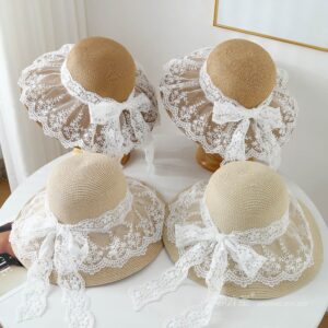 A16-80559 No.Lace 裙 TrimBow - Women Casual Hat | Fashion Outdoor Cap | Daily Wear Sun Protection