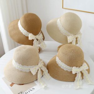 A16-80839 No.Lace 黄白 Flower Ribbon - Women Casual Hat | Fashion Outdoor Cap | Daily Wear Sun Protection