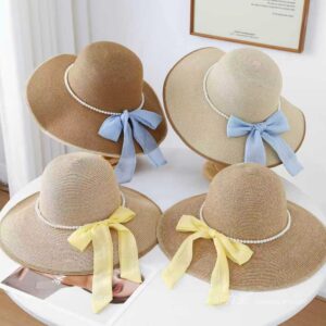 80934 No.Pearl Ribbon - Women Casual Hat | Fashion Outdoor Cap | Daily Wear Sun Protection