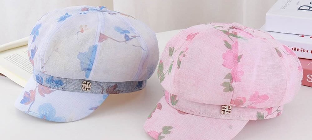 Beret - Printed Cotton Linen Beret #435