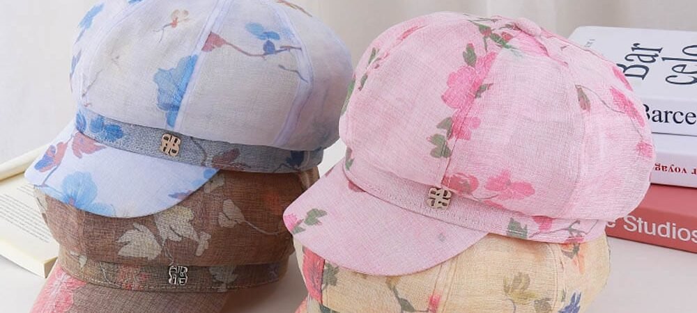 Beret - Printed Cotton Linen Beret #435