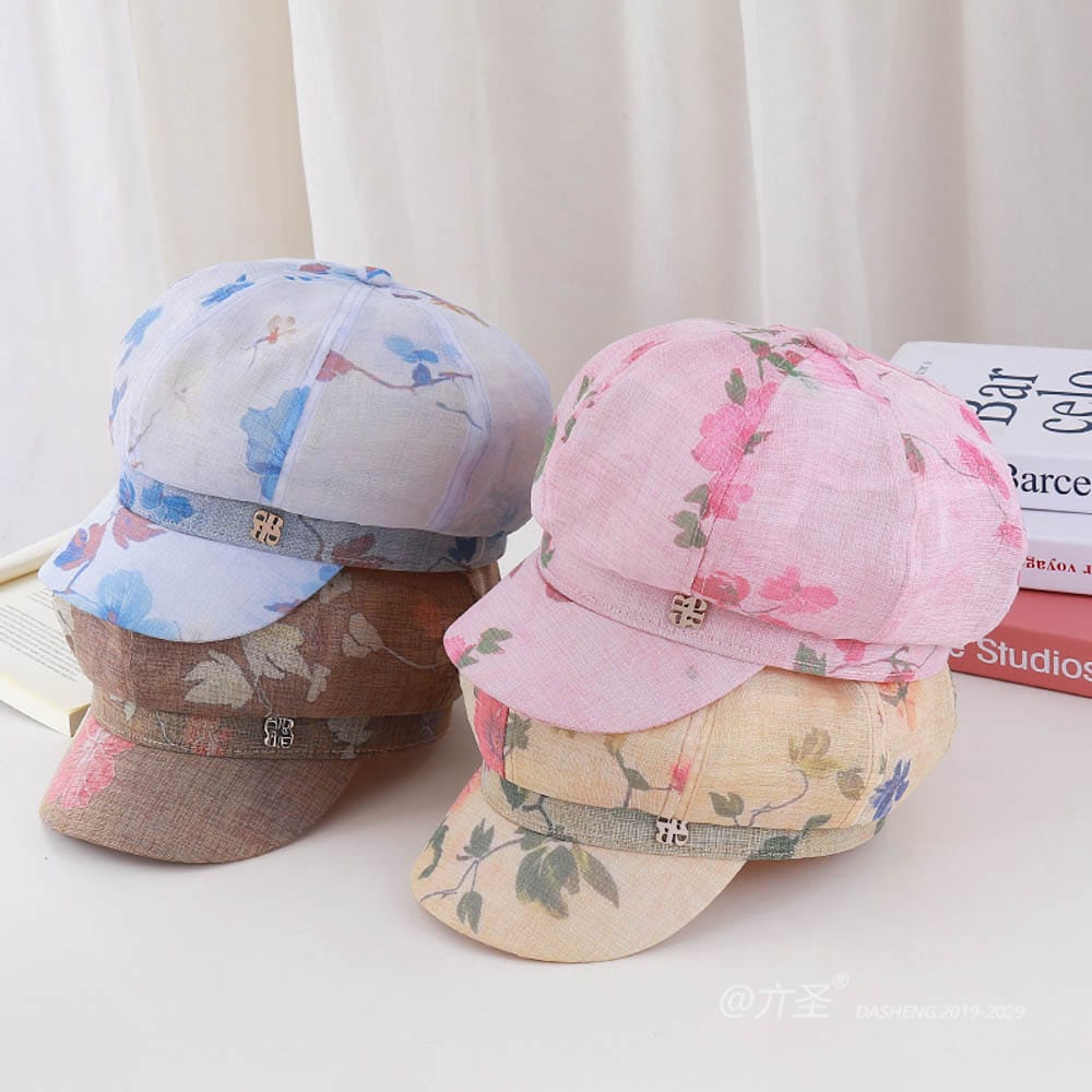 Printed Cotton Linen Beret - Women Vintage Beret Hat | French Style Painter Hat | Soft Artistic Beanies - Image 7