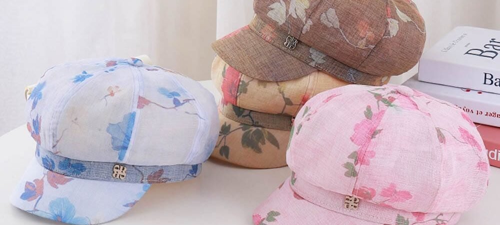 Beret - Printed Cotton Linen Beret #435