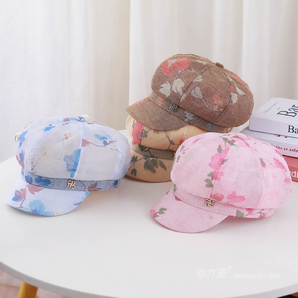 Printed Cotton Linen Beret - Women Vintage Beret Hat | French Style Painter Hat | Soft Artistic Beanies - Image 8