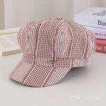 Striped Plaid Beret - Women Vintage Beret Hat , French Style Painter Hat , Soft Artistic Beanies