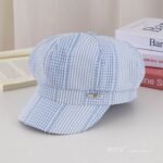 Striped Plaid Beret - Women Vintage Beret Hat , French Style Painter Hat , Soft Artistic Beanies