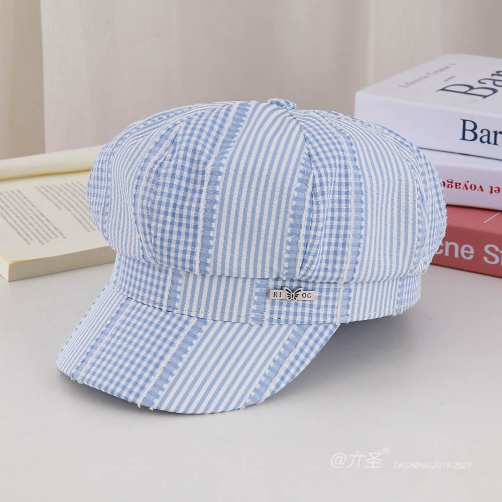 Striped Plaid Beret - Women Vintage Beret Hat | French Style Painter Hat | Soft Artistic Beanies - Image 3